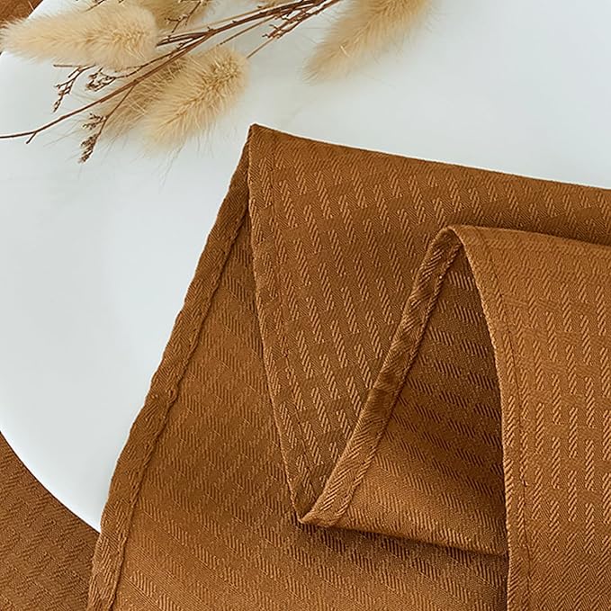 maxmill Fall Tablecloth Weaved Texture Design Stain Resistant Waterproof Anti-Shrink Spillproof Washable Soft Table Cloth for Dining Room Harvest Thanksgiving Parties, Round 70 Inch, Amber