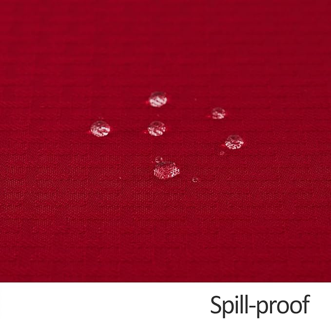 maxmill Round Tablecloth Weaved Texture Design Spill-Proof Wrinkle Free Soft Christmas Table Cloth for Circular Table Cover, for Dining Room Banquet Parties Holiday Dinner, 90 Inch Red