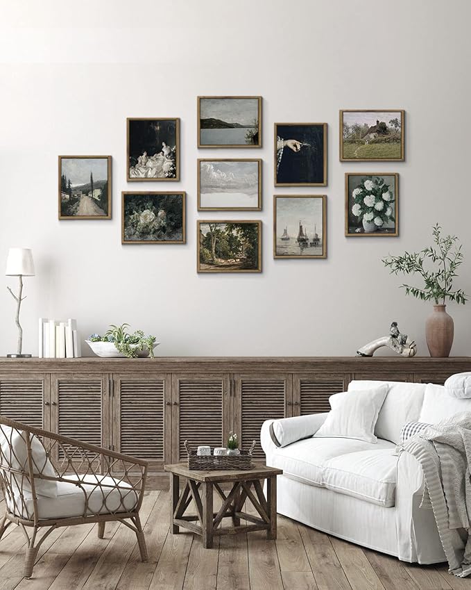 InSimSea Framed Canvas Wall Art Vintage Decor, Home Decor Classical Oil Painting Cloud Study Canvas Prints Wall Decorations Bathroom Decor Wall Art, 8"x10"