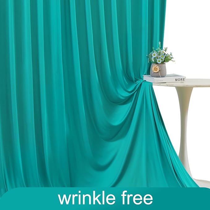 8 Panels Turquoise Backdrop Curtain for Parties Wedding Wrinkle Free Mermaid Photo Backdrops Drapes Background Fabric Decoration for Baby Shower Birthday Party 40ft(W) x 10ft(H)