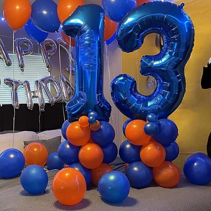 Navy Blue Foil Balloon Number 4, 40'' Giant Self Inflating Number Balloons Set 0-9, Large Dark Blue Number 4 Helium Balloon for Boys 4th Birthday Anniversary Party Decorations Supplies