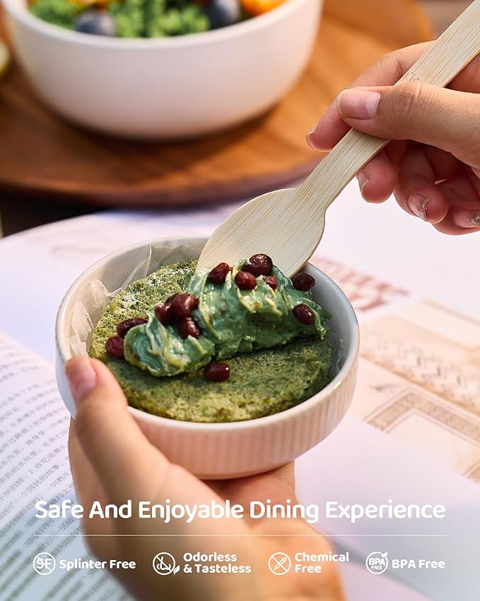 Devot 100% Natural Bamboo Disposable Cutlery Set - 120 Mix (60 Forks, 60 Spoons) 6.7", Eco Friendly Utensils, Biodegradable, Compostable, Splinter Free and Perfect For Weddings, Camping, Party