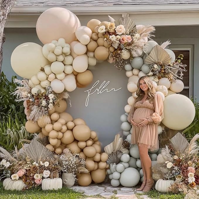 Neutral Balloon Boho Nude Double Stuffed Beige Cream Tan Balloons Garland Blush Ivory White Sand Latex Arch Kit for Baby Shower Gender Reveal Bridal Shower Birthday Wedding Party Decorations