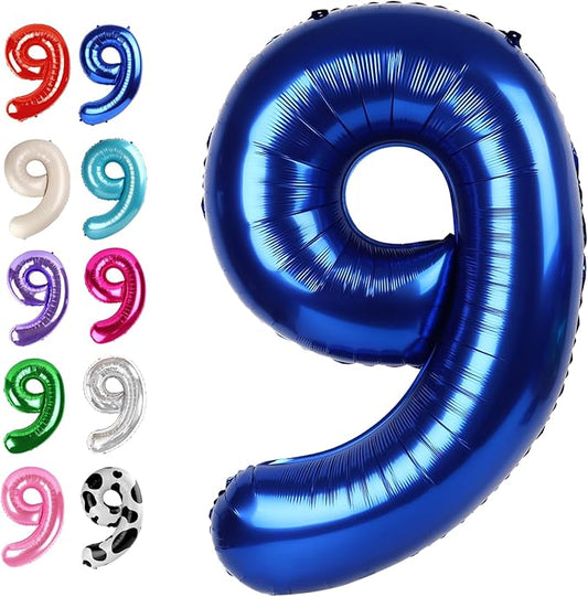 Big Night Blue 40 Inch 9 Balloon Number, Jumbo Giant 9th 19 29 39 49 99 Birthday Party Decorations, Large Night Blue Foil Balloons Anniversary Birthday Party Engagement Decorations