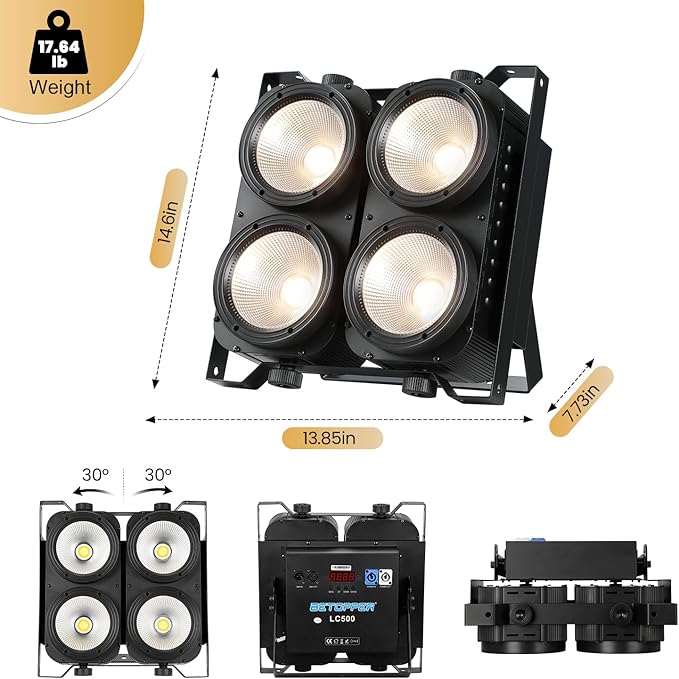 Betopper 4x100w Blinder Stage Spotlight,Cob Led DMX Satge Lights,4 Eye Matrix Par Lights'for Stage Lighting,Cold White+Amber Color Party Lighting'Dj Disco Light for Wedding Photostudio Theater,2S (2)