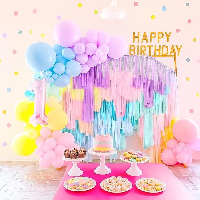 Patimate Pastel Balloons Set, 50 pcs 12 inch Rainbow Multicolor Pink Purple Green Yellow Blue Macaron Latex Balloons Kit for Birthday Baby Shower Bridal Shower Party Decorations