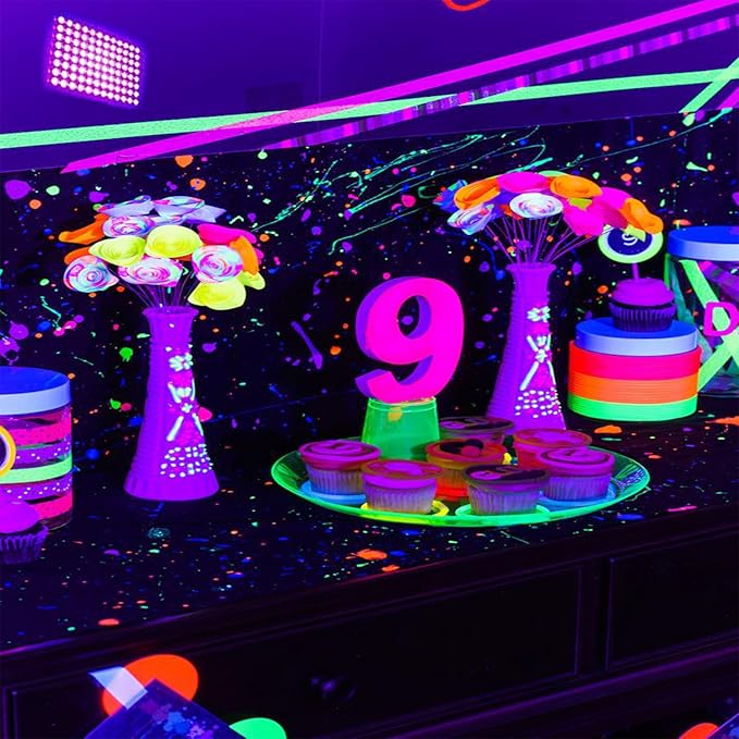 4 Pack 100W UV Black Light, Black Lights for Glow Party, IP65 Waterproof, for Blac k Light Party, Stage Lighting, Halloween, Body Paint, Fluorescent Poster, Neon Glow