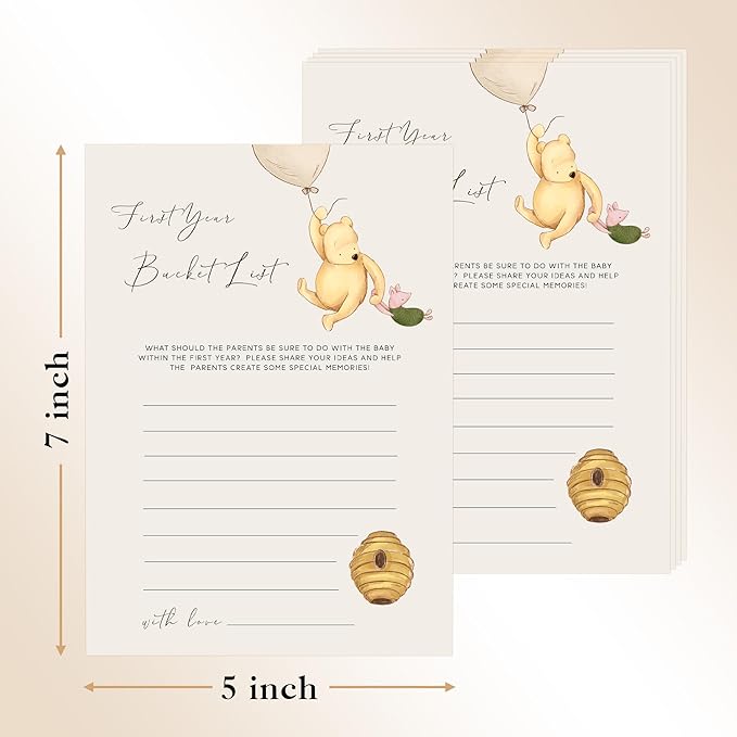 Winnie Baby Shower Games, First Year Bucket List, Baby Shower Game Cards, Set of 30, Winnie The Pooh Party Favors, Baby Shower Party Games Supplies & Activities, Baby Shower Decorations