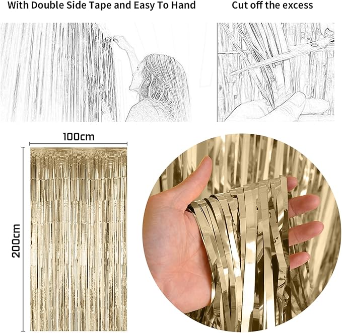 White & Gold Birthday Decor - Cream Champagne Gold Balloons, Banner, Foil Balloons, Fringe Curtain for Boho Party Supplies