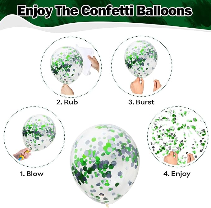 Green Black Balloons Dark Green Black Silver Confetti Balloons 35 Pcs 12 Inch Football Video Gamer Helium Latex Balloon for Boys Men Soccer Army Graduation Baby Shower Birthday Party Decorations