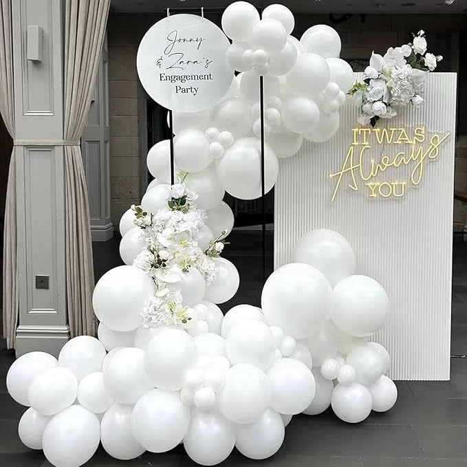 White Balloons 50 pcs 12 Inch Matte White Latex Balloons for Wedding Bridal Engagement Baby Shower Gender Reveal Easter Anniversary Birthday Christmas Party Decorations