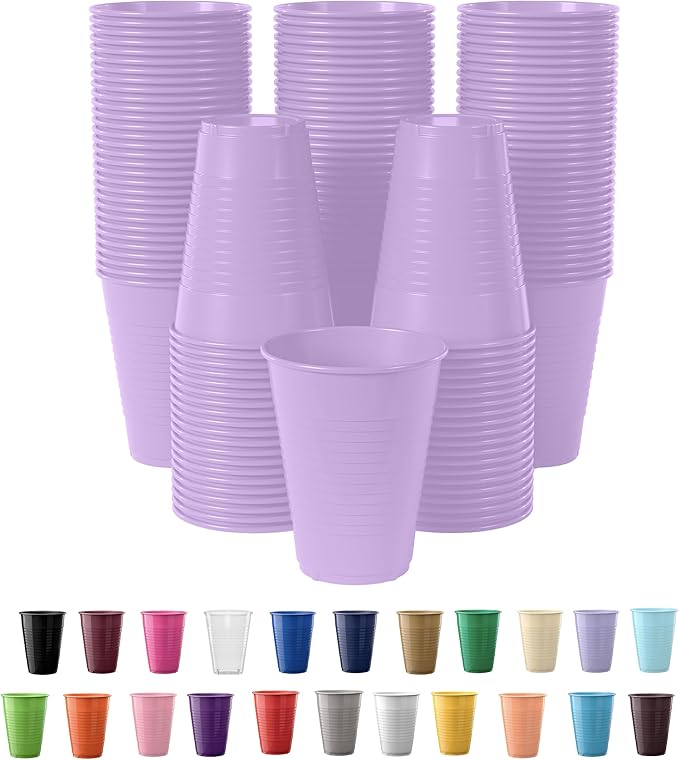 Exquisite Party Solids 12 Oz Lavender Plastic Cups For Party Supplies 50 Pack | Lavender Disposable Cups Plastic | Disposable Drinkware For Parties, Events & Everyday