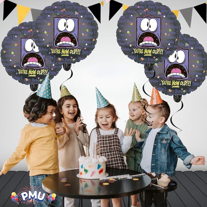 PMU Happy Birthday You're How Old? 18 Inch Mylar-Foil Balloon Pkg/10