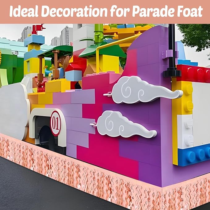 6 Pack 10 Feet Rose Gold Wave Foil Fringe Garland Metallic Tinsel Streamers Banner Wall Hanging Curtain Backdrop for Parade Floats, Mother's Day, Easter, Wedding, Birthday Party Decoration