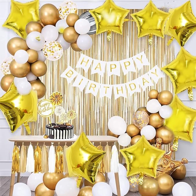 TONIFUL 30Pcs 18 Inch Large Gold Star Shape Foil Balloons Big Gold Stars Helium Mylar Ballons for Birthday Wedding Baby Shower Anniversary Engagement Party Decorations Supplies
