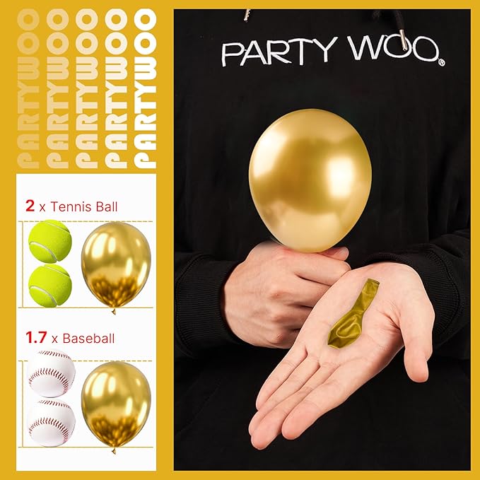 PartyWoo Metallic Gold Balloons 100pcs 5 Inch Small Mini Chrome Gold Latex Balloons for Graduation Baby Shower Gender Reveal Wedding Bachelorette New Year Birthday Party Decorations Gold-G101