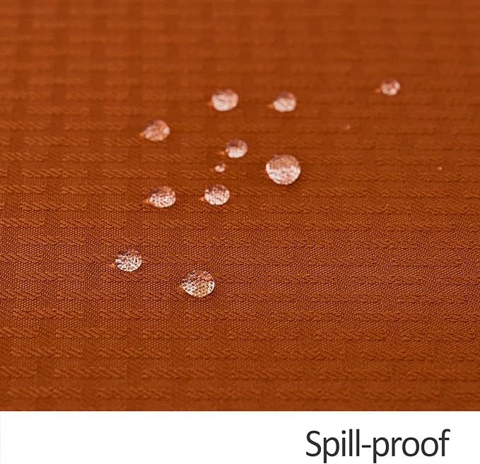 maxmill Rectangle Weaved Design Tablecloth Waterproof Spillproof Wrinkle Free Fall Table Cloth, Kitchen Dining Room Thanksgiving Decoration, Fabric Table Cover Halloween Party, 52 x 70 Inch, Rust