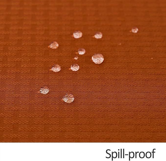 maxmill Weaved Texture Rectangle Tablecloth Water Resistant Wrinkle Free Spill-Proof, Soft Fall Table Cloth for Thanksgiving Parties Harvest Holiday Dinner, Halloween Decoration, 52 x 84 Inch Rust