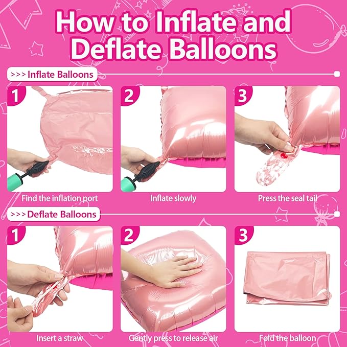 NISOCY 36PCS Hot Magenta Pink Square Foil Balloons Wall Backdrop Double Sided Metallic Pink Balloons Arch Kit for Anniversary Bachelorette Birthday Engagement Bridal Baby Shower Party Decorations