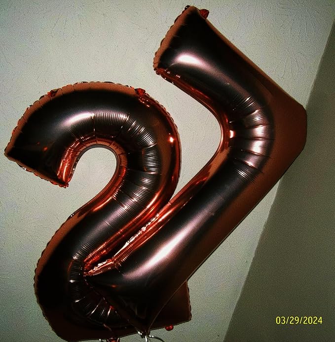 Digital Number 7 Dark Brown Birthday Balloon 40 Inch, Foil Balloons for 7 17 27 70 77 Party Decorations Supplies, Coffee Brown Mylar Numbers Balloon for Seven Wedding Anniversary