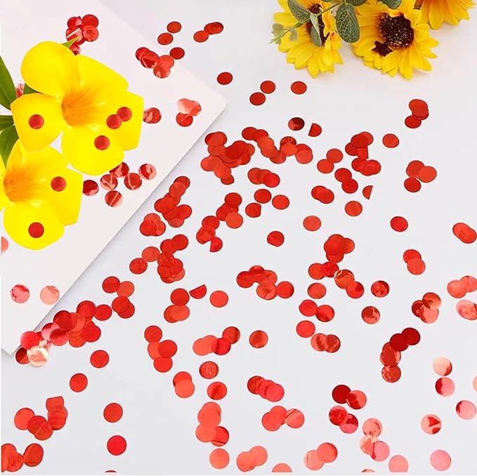 Red Metallic Foil Confetti 8000 Pcs Shiny Round Table Confetti for Fill Balloon Wedding Graduation Party Decorations,60g of pack