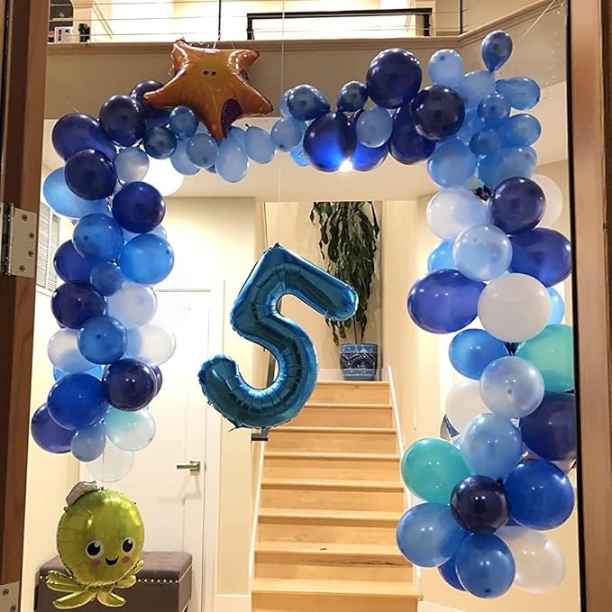 Blue Number 9 Balloons, 40 Inch 9th Birthday Foil Balloon for Boys, Giant Self Inflating Helium Mylar Foil Number Balloons 0-9 for Men 9th Anniversary Graduation Birthday Party Decorations Supplies