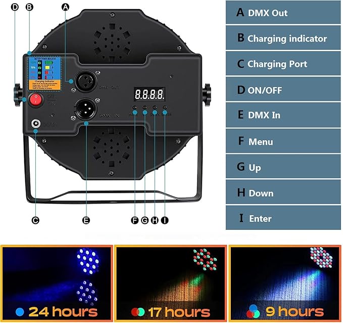 Rechargeable Par Can Lights U`King Wireless LED Uplights Battery Powered Uplighting RGB 36W Stage Lighting for Events DJ Disco Wedding Party - 4 Pack