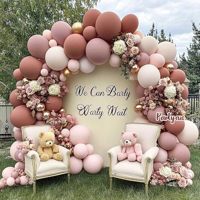Dusty Rose Pink Balloon Arch Kit Double Stuffed Mauve Light Pink Matte Blush Nude Boho Balloon Garland for Baby Shower Birthday Bridal Wedding Fall Thanksgiving Party Decoration
