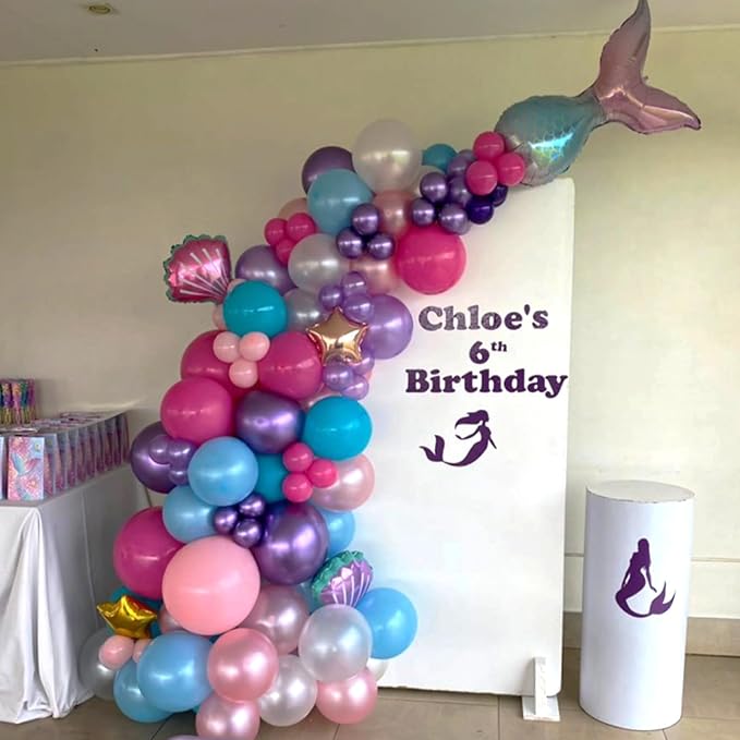 Pink and Purple Balloons, 60PCS 12Inch Purple Pink Teal Blue Balloons and Gold Birthday Balloon for Girls Princess Birthday Mermaid Baby Shower Party Decorations