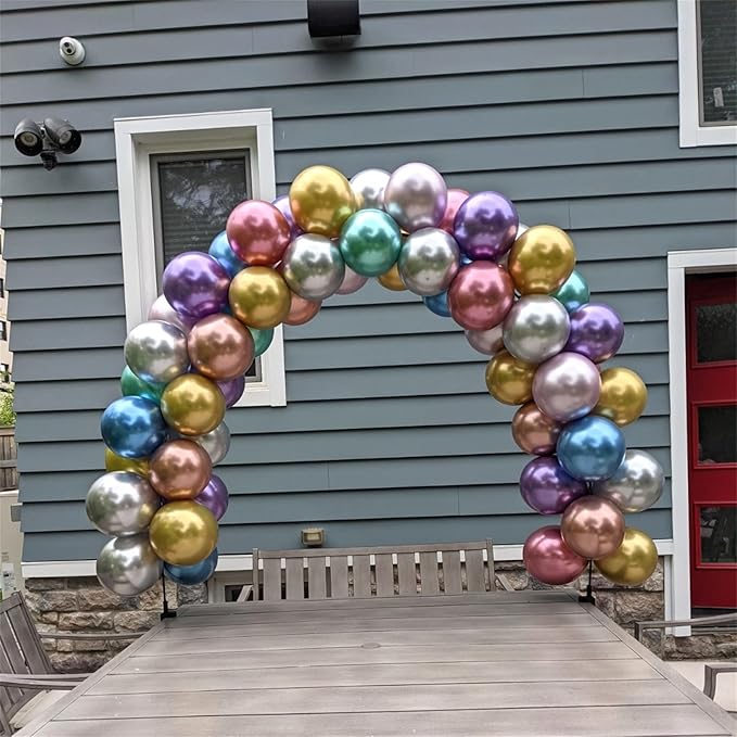 Metallic Balloons, 12 Inch Rainbow Chrome Balloons, 35Pcs Assorted Colors Multicolor Metallic Purple Red Green Blue Silver Rose Gold Latex Balloons for Kids Birthday Wedding Carnival Party Decorations