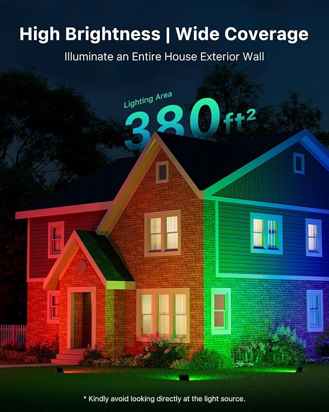 4 Pack 50W Christmas Led Flood Lights 500W Equi Color Changing with Remote Waterproof 16 Multicolor Lamp Indoor or Outdoor Up Lighting for Santa Claus, Reindeer, Xmas Tree, Gift Box, Gingerbread Man