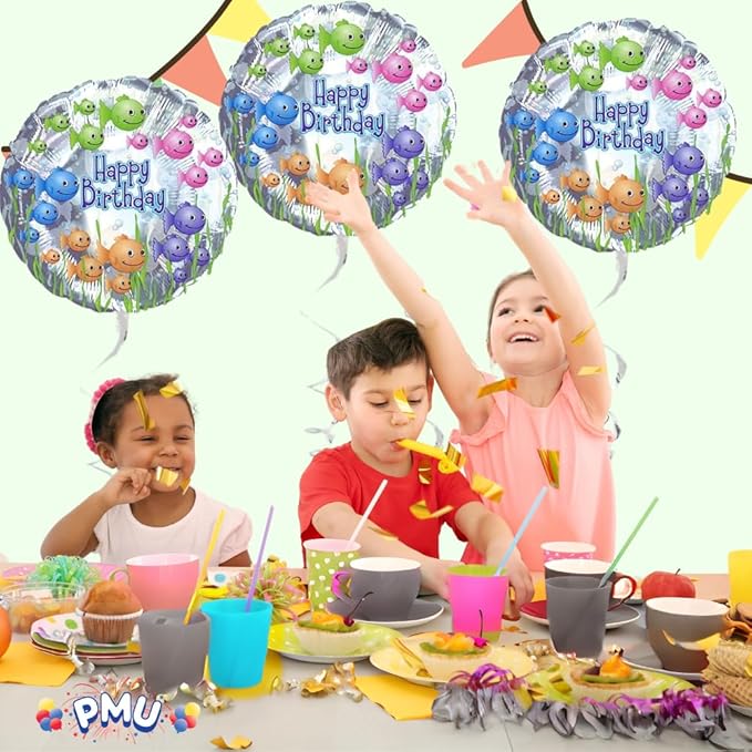 PMU Happy Birthday Fish bowl 18 Inch Mylar-Foil Balloon Pkg/5