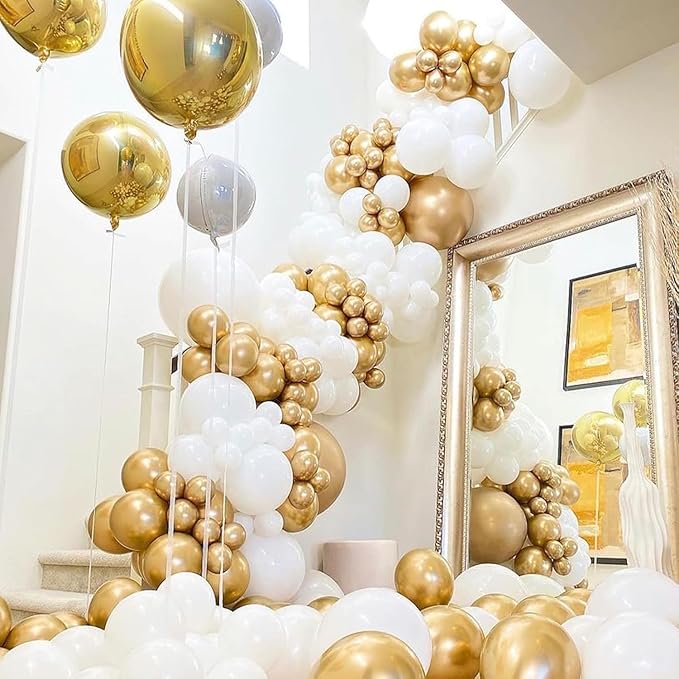 Metallic Gold Balloons 50 pcs 12 Inch Chrome Gold Latex Balloons for Wedding Bridal Engagement Baby Shower Gender Reveal Easter Anniversary Birthday Christmas Party Decorations