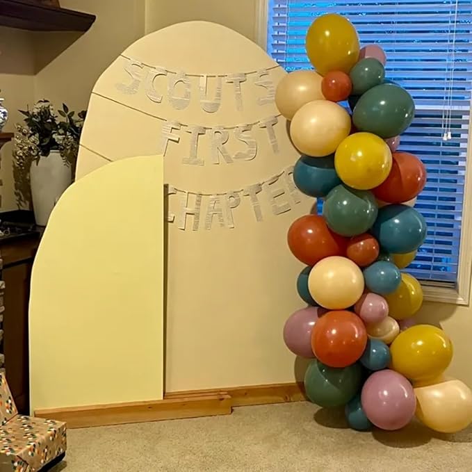 Boho Rainbow Balloons, 60Pcs Dusty Blue Blush Pink Balloons, 12 Inch Retro Mustard Yellow Slate Blue Balloon Assorted Colorful Balloon for Here Comes the Son Baby Shower Boho Safari Groovy Birthday