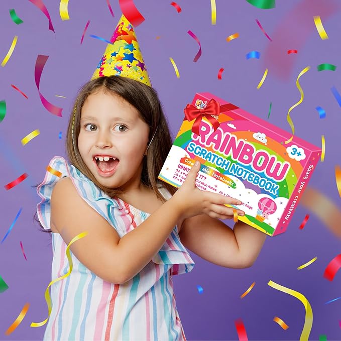 Party Favors for Kids: 24 Pack Rainbow Scratch Art Notebook Students Classroom Gifts Bulk for Girls Boys Goodie Bags Stuffers, Return Gifts for Birthday Party Favors Bulk Kids Crafts