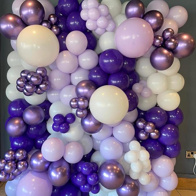 Purple and White Balloons, 35pcs Lavender Purple and White Balloon Latex Balloons Confetti Balloon for Birthday Baby Shower Wedding Graduation Party Decorations