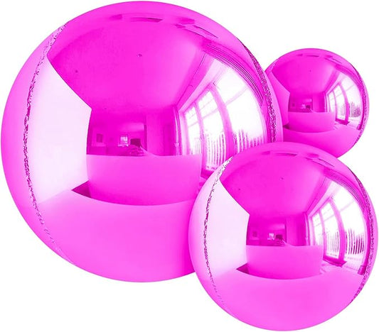 14pcs Hot Pink Foil Balloons Mylar Balloons 22in 15in 10in Hot Pink Different Sizes Large Metallic Chrome Balloon Decor| 360 Degree 4d Helium Balloon