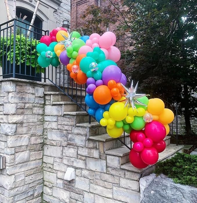 Red Yellow Blue Balloons, Rainbow Assorted Latex Balloons, 12inch Matte Blue Yellow Red Green Latex Balloons Colourful Confetti Star Balloons For Birthday Festival Carnival Circus Game Party Decor