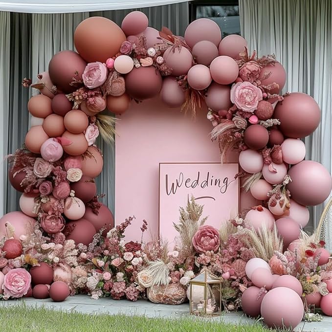 Dusty Pink Balloon Arch Double Stuffed Mauve Light Pink Blush Nude Balloons Dusty Rose Boho Balloon Garland Kit for Baby Shower Bridal Shower Birthday Bachelorette Fall Party Decorations