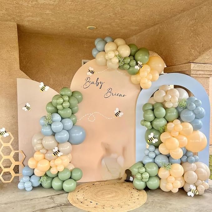 Sage Green and Gold Balloons, 60pcs 12 Inch Sage Green White Sand Balloon Set with Metallic Chrome Gold Confetti Latex Helium Balloons for Jungle Safari Forest Theme Birthday Graduation Party Supplies