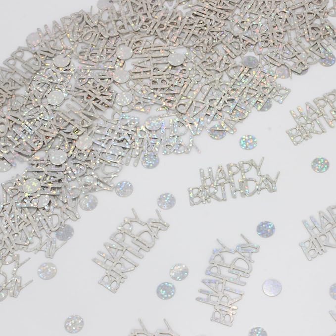 Birthday Confetti - Glitter Happy Birthday Table Decorations, 270 PCS Iridescent Holographic Party Decorations