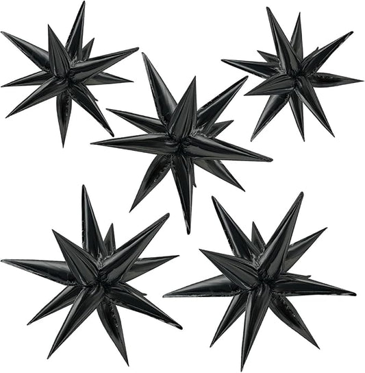 Star Balloons 60Pcs Black Balloon 12 Spike Foil Balloons Explosion Mylar Cone Balloon Magic Party Decorations Backdrops for Halloween Graduation Birthday Wedding Anniversary Retirement