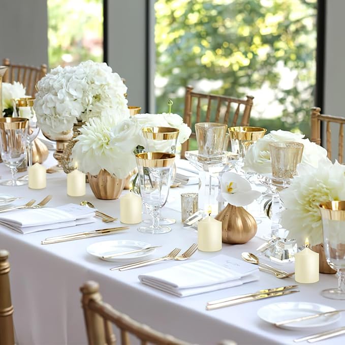 15 Hours Ivory Votive Candles, Unscented 2 inch Wax Candles for Wedding, Party, Holiday Spa & Home Decoration, 24 Packs，Odorless, Smokeless, No Wax Dripping Candles