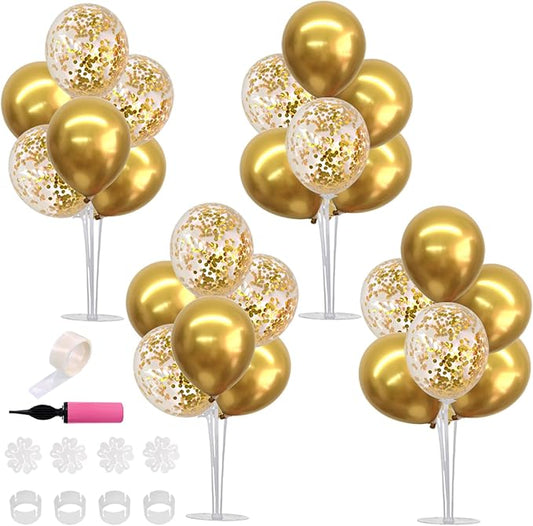 TONIFUL 4 Set Gold Balloon Centerpieces for Table, Balloon Stand Kit for Party Decorations, 40th 50th 60th 70 th Birthday Decorations Retirement Anniversary Graduation Decoration 2026 New Years Eve