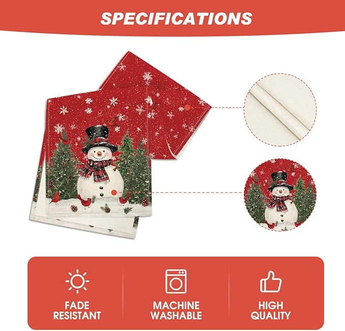 Artoid Mode Snowman Christmas Birds Trees Table Runner, Seasonal Winter Xmas Holiday Kitchen Dining Table Decoration for Indoor Outdoor Home Party Decor 13 x 108 Inch