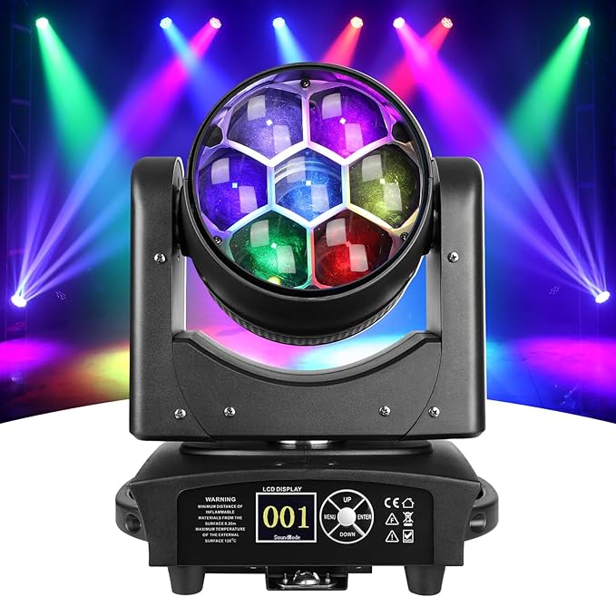 Big Dipper LM0740D 7x40w Wash Moving Head Stage Light, Professional Stage Lighting with RGBW Beam Lights LED Strobe Light for Parties and Bars
