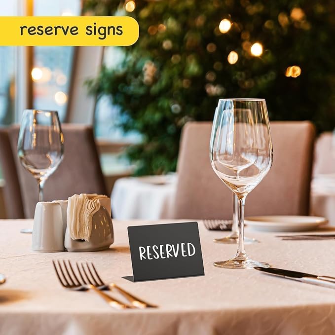 PigPotParty 12 Pcs Food Labels for Party Buffet w/Cleaning Spray, 4"x3" Mini Chalkboard Signs for Food Display, Table Place Cards - Name Tags- Small Chalk Board Signs, w/ 2 Markers