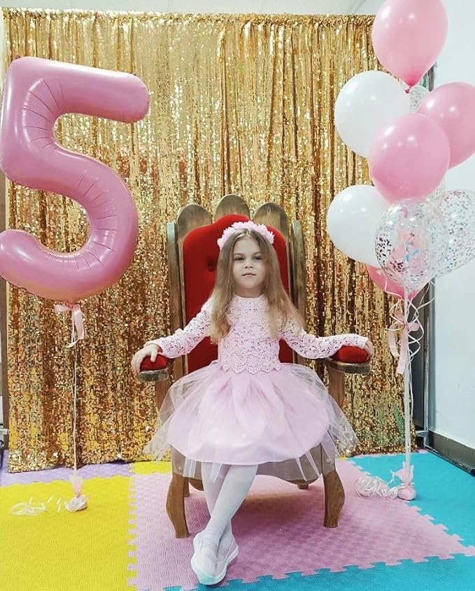 Pearlescent Pink Number 7 Balloon 40 Inch, 7th Birthday Party Decorations for Children, Giant 7 Foil Balloon for Party Supplies