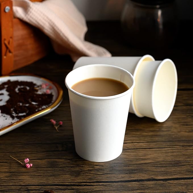 RACETOP Coffee Paper Cups 8 oz [100 pack], Disposable Coffee Cups, Hot Coffee Cups, Office (8 oz 100 pack)