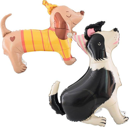 4D Standing Dog Animal Balloon,Shepherd Dogs Dachshund Foil Balloons 2Pcs Cute Pet Puppy Balloons,Children's Dog Themed Birthday Party Gift,Baby Shower Decorations Supplies
